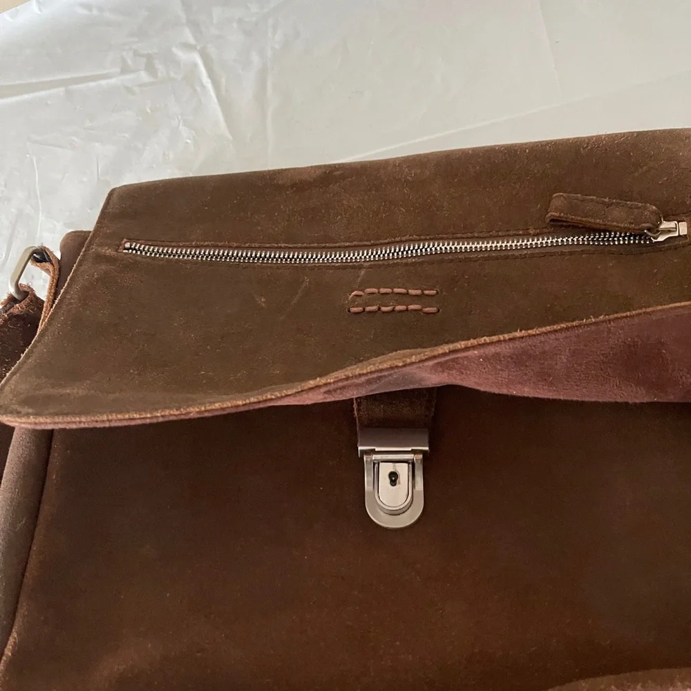 Leonhard Heyden Suede Brown Leather Messenger Bag